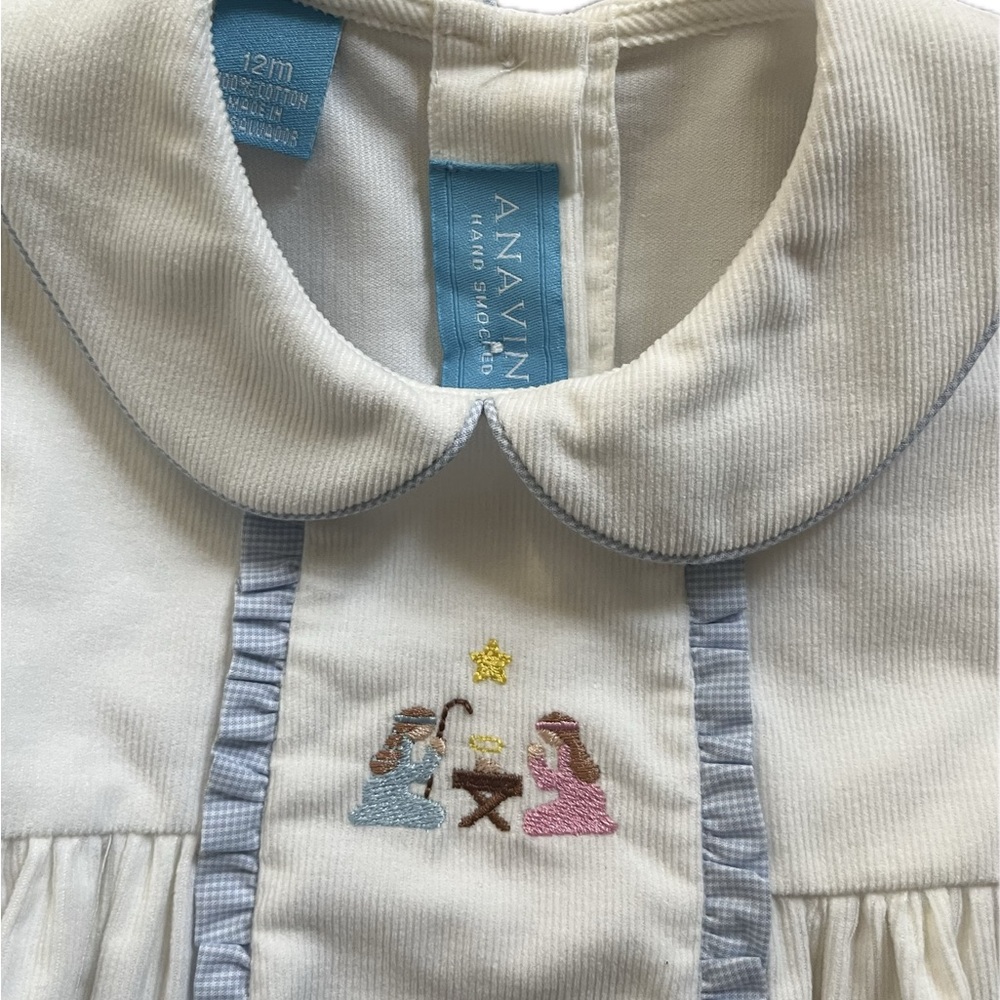 Anavini Baby Smocked Corduroy Nativity Dress - Picture 4 of 4
